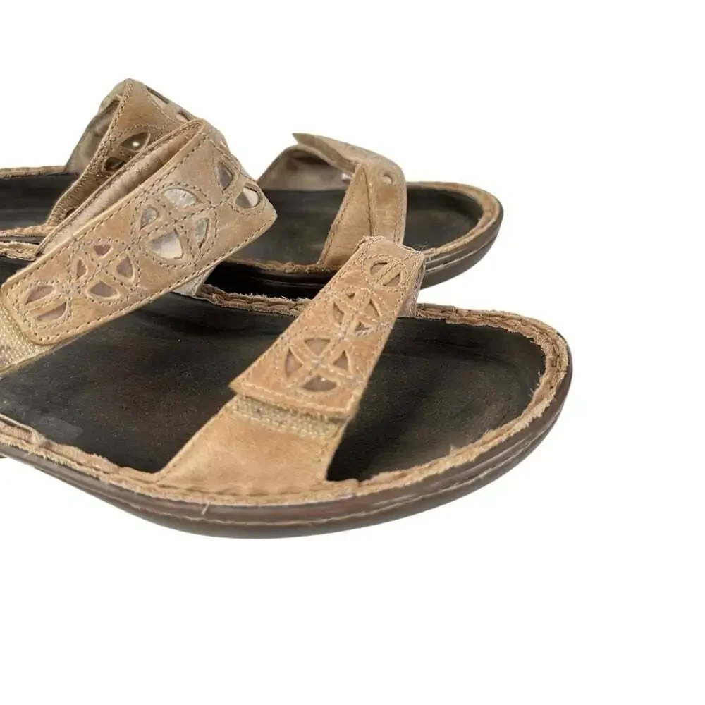 Naot Cornet Khaki Beige Leather Slide Sandals Comfort Walking Shoes Size 6